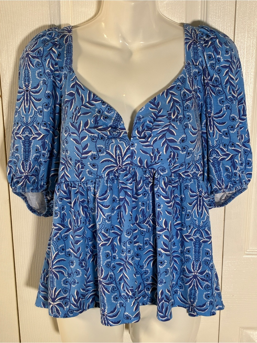 Lilly Pulitzer Floriana Top Abaco Blue Have It Both Rays